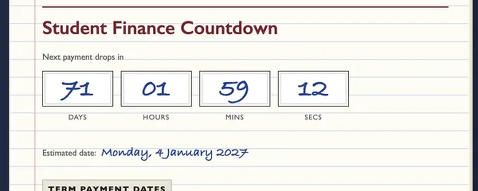 Student Finance Countdown